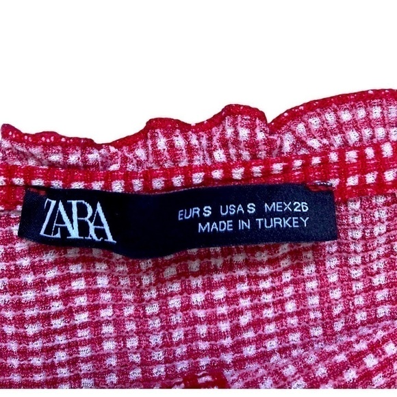Zara red and white gingham print one piece romper with ruffle straps - Picture 11 of 11